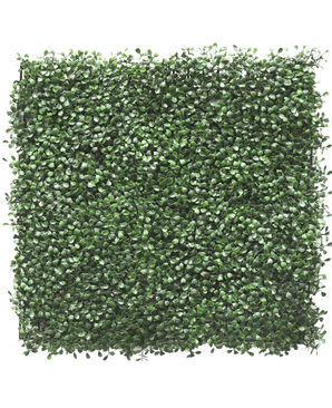La haie artificielle Buis 50x50 cm UV possède des feuilles vertes artificielles densément compactées, créant une haie luxuriante ou un aspect jardin vertical, parfaite pour égayer n'importe quel espace.