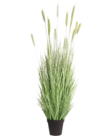 Le gazon artificiel vert 180 cm ignifuge possède des brins verts longs et minces et des épis en forme de blé dans un pot noir - idéal pour une décoration intérieure élégante et une sécurité supplémentaire.