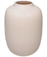 Le Vase Artic Beige (Ø21 x H29 cm) est un vase lisse en céramique blanc cassé de forme ronde et une petite ouverture évasée, représenté sur un fond blanc.