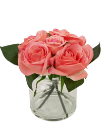Bouquet de roses artificielles Real Touch rose 18 cm