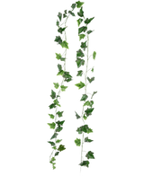 Twee lange Kunst Klimop Slinger 180 cm groen/wit kunstmatige klimopranken met verschillende bladgroottes, verticaal gerangschikt op een witte achtergrond.